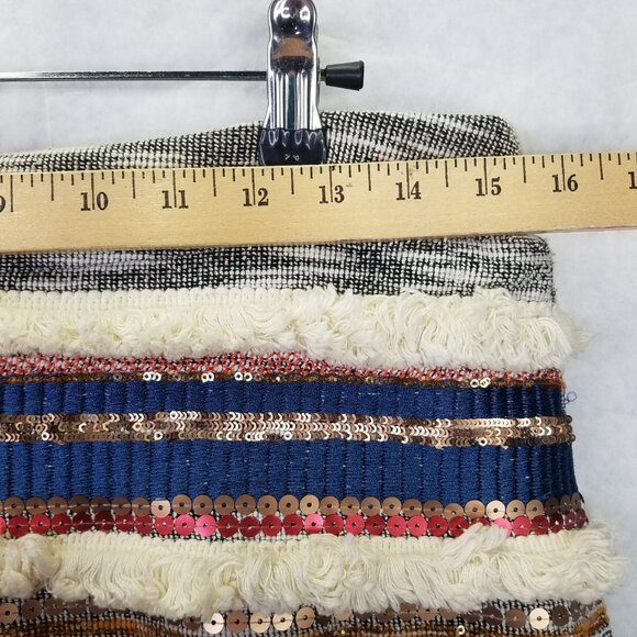 Anthropologie Moulinette Soeurs Erine Mini Skirt Women’s 4 Fringe Sequin Lined - Picture 12 of 13